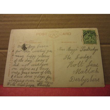 WW1 soldier in the prison REMEMBRANCE ON YOUR BIRTHDAY .used postcard 1914 pm. /