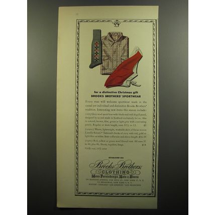 1952 Brooks Brothers Sportwear Ad - For a distinctive Christmas gift