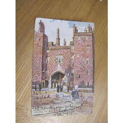 1904 Raphael Tuck Old London Gates Postcard -Lincolns Inn -Artist Charles Flower