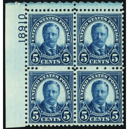 637, Mint VF NH 5¢ Plate Block ** Stuart Katz