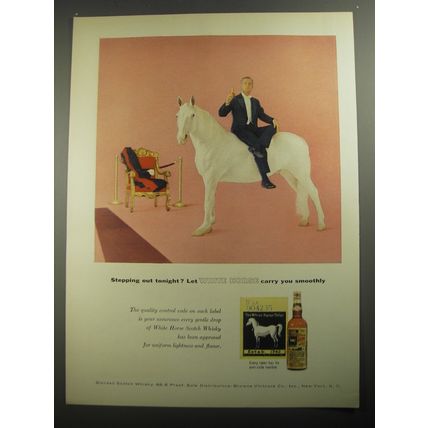 1956 White Horse Scotch Ad - Stepping out tonight? Let White Horse carry you
