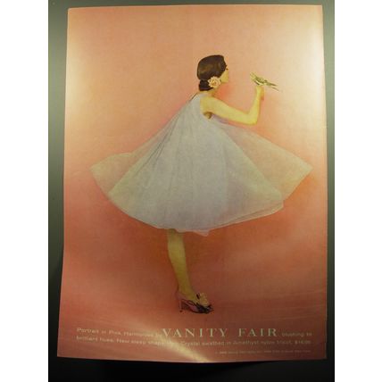 1958 Vanity Fair Night Gown Advertisement - Portrait in Pink