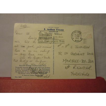 BANCROFT GARDENS, STRATFORD UPON-AVON used vintage postcard 1965 pm =