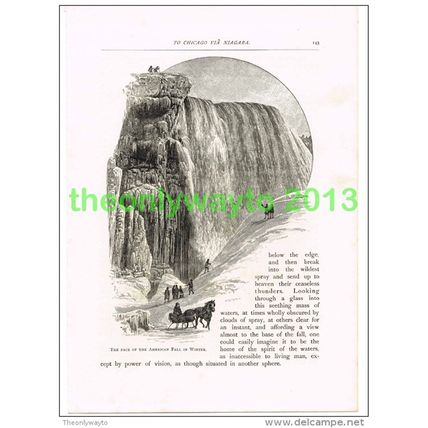 THE FACE OF AMERICAN FALL NIAGARA IN WINTER, USA, BOOK ILLUSTRATION 1891
