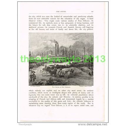 THE LEVEE AT NEW ORLEANS, USA, BOOK ILLUSTRATION (PRINT) 1891