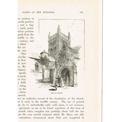 Wimborne Minster, Ivy Tower, Book Illustration (Print), c1891