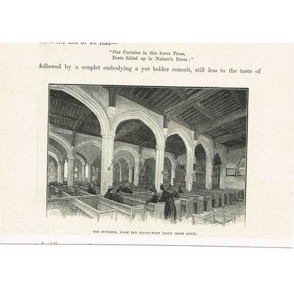 Abingdon Church, Interior fm SW, Holy Cross Aisle , Book Illustration, c1891