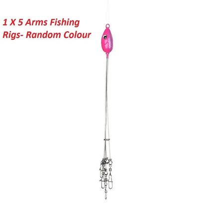 5Pcs 5 Arms Umbrella Rigs Fishing Bass Lures Bait Swivels Hooks Kit UK Seller