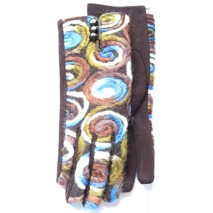 Equilibrium Ladies Blue Swirls Gloves with Black Buttons & Back Christmas Gift