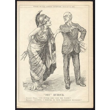 DRY “HUMOUR” 1919 John Bernard Partridge President Wilson PUNCH CARTOON PAGE