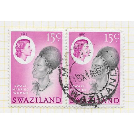 SWAZILAND 1962 SWAZI MARRIED WOMAN HORIZONTAL PAIR USED SG100 100 SG