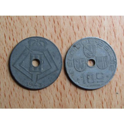 Belgium 1943 10 Centime Belgique (French Text) Coin