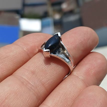 Minimalist Black Onyx silver Ring, Sterling Silver Ring, Gift, black Onyx stone