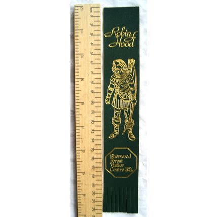 Vintage: green leather bookmark - Robin Hood, Sherwood Forest Visitor Centre