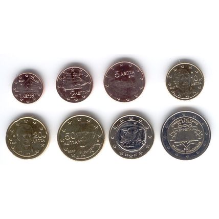Greece 2007 - Set of 8 Euro Coins (UNC)