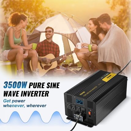 VEVOR Pure Sine Wave Inverter 3500 Watt Power Inverter, DC 12V to AC 120V Car In
