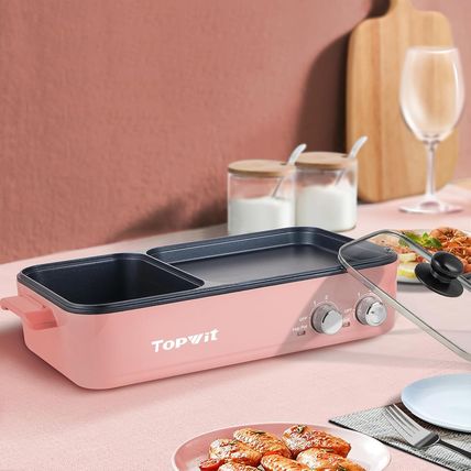 Topwit Hot Pot Electric with Grill, 2 in 1 Indoor Non-Stick for Steaks, Shabu Sh