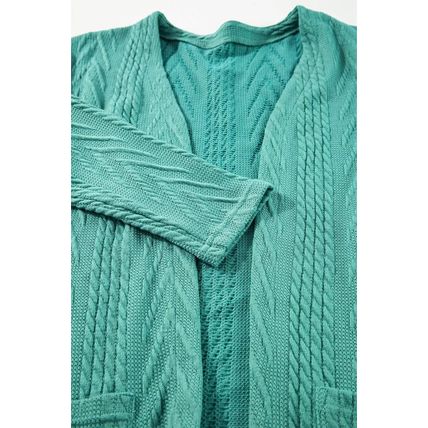 Canton Solid Textured Open Front Cardigan with Pocket