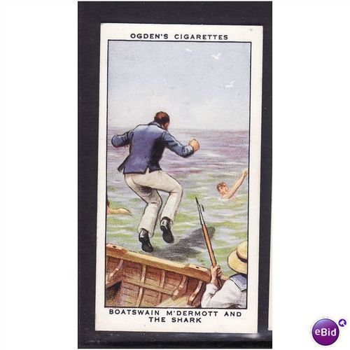 Ogden's Cards 1939 Sea Adventure No 39 Boatswain McDermott and the Shark Mint