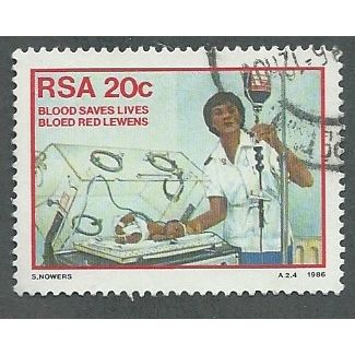 ZAF 1986 20c 'BLOOD DONOR CAMPAIGN' FINE USED (EBID 44-690)