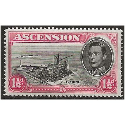 Ascension Island 1949 SG40a 1 1/2d Black & Rose-Carmine P 14 Mounted Mint . .. .
