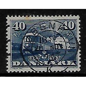 DENMARK 1947 DANISH RAILWAY 40 ORE BLUE DIESEL ELECTRIC TRAIN SG355 FINE USED