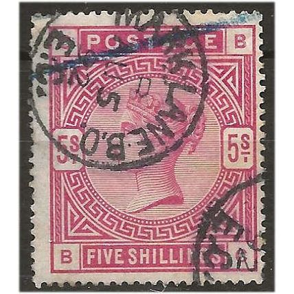 1883 SG181 5/- Crimson Fine Used “Mark Lane” CDS ....