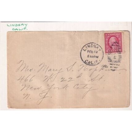 United States Lindsay CAL-New York NY on piece VGC