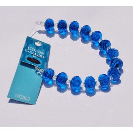 Blue Faceted Rondelle Glass Beads 14mm 14 Pieces New Jewelry Making Craft 114