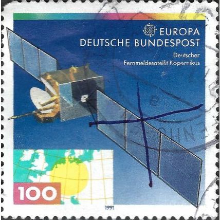 GERMANY, SPACE, Kopernikus Telecommunications Satellite, blue 1991, 100pf