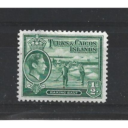 Turks&Caicos.SG195 1/2d Raking Salt (Green).Colour Unchecked.Mounted Mint.Aug24g