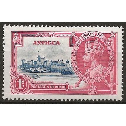 Antigua 1935 SG91 1d Deep Blue & Carmine Silver Jubilee Mounted Mint .