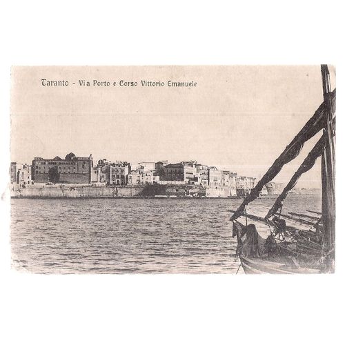 VIA PORTO & CORSO VITTORIO EMANUELE, TARANTO, ITALY vintage unused postcard