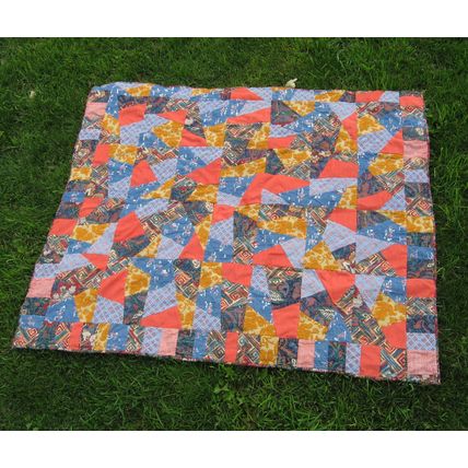 Crazy Throw Quilt 45x54 Tapestry Cotton Chintz Patchwork Handmade Quiltpolice