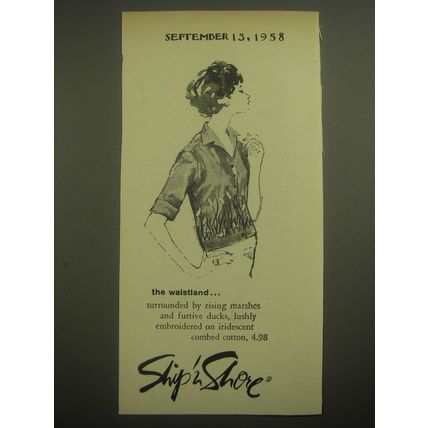1958 Ship 'n Shore Shirt Advertisement - The waistland