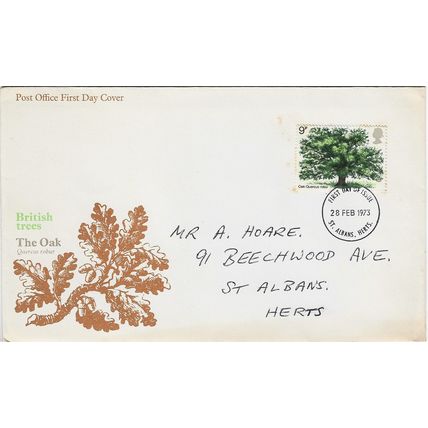 GB 1973 British Trees Oak FDC St Albans pm