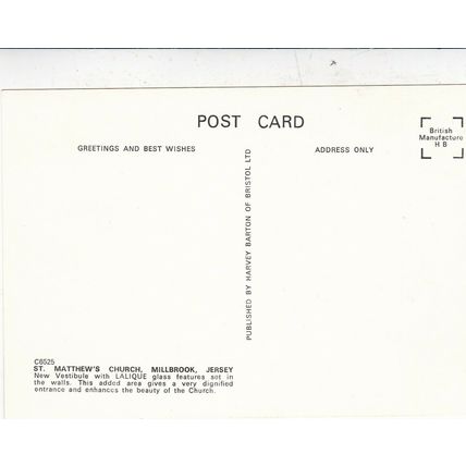 New Vestibule St Matthews church Millbrook Jersey Postcard unused VGC