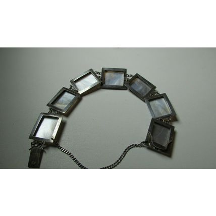Vintage 800 Silver Carved Shell Cameo 6.5" Bracelet 7 Days of Week Giovanni Apa