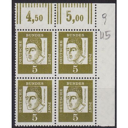 GERMANY BUND [1961] MiNr 0347 y W OR 4er ( **/mnh ) [01] Eckrand