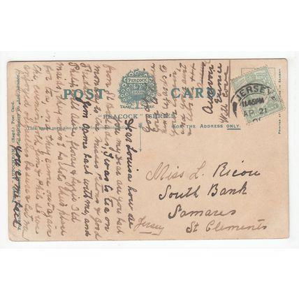Jersey Postcard Posted 1906 Local to Louisa Ricou St Clements