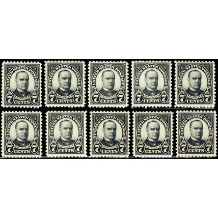 559, Mint NH 7¢ F-VF Lot of 10 Fresh Stamps CV $155.50 - Stuart Katz