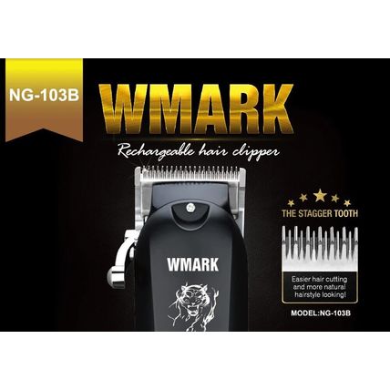 WMark Hair Clipper Barbers Professional Cordless Trimmer Stagger Teeth Blade