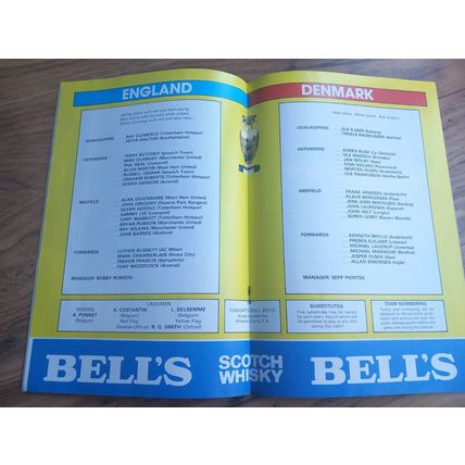 1983 England vs Denmark – Programme & Ticket Euros Qualifier
