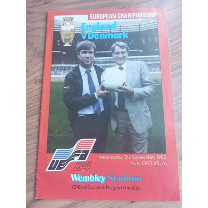 1983 England vs Denmark – Programme & Ticket Euros Qualifier