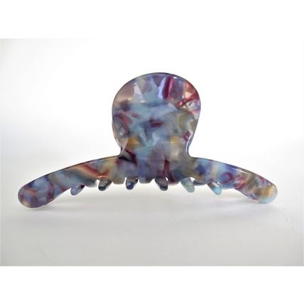 Blue and mixed color marbled design hair claw clip for fine, thin hair