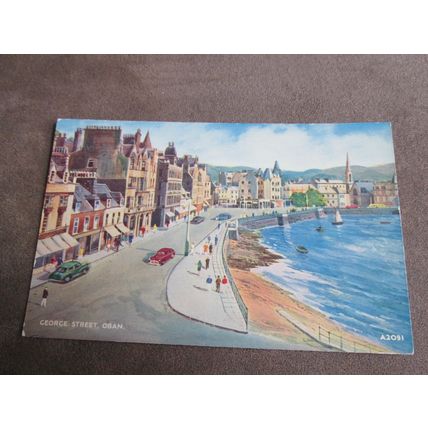 Valentines Postcard - George Street, Oban Argyll- Artist E.W Trick A2091