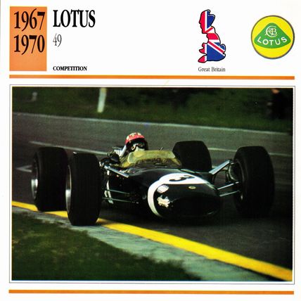 Collectors Club card. Classic Cars. Lotus 49