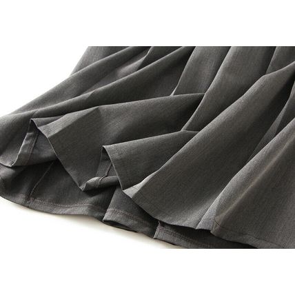 Mid-length high-waisted skirt women for casual pleated skirt with belt