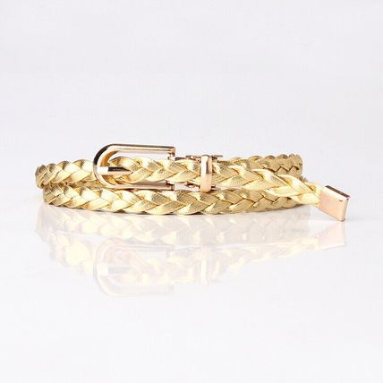 Women's Woven Belt Slim High-End Sense Dress Suit Thin Pin Buckle Belt