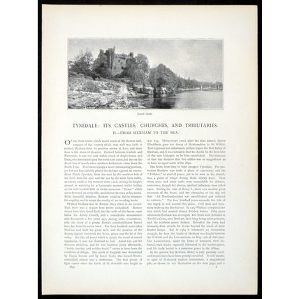 BYWELL CASTLE 1893 Northumberland - Henry VI PRINT